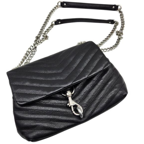 NWT! Rebecca Minkoff Edie Quilted Leather Convertible Crossbody Black - Picture 1 of 9